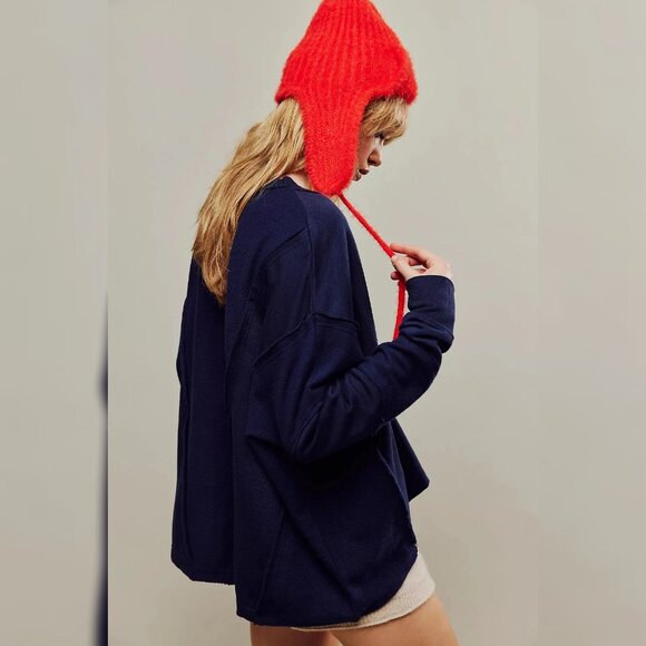 Free People Darcy Sweatshirt Top XL 12 Women Casual Long Sleeve Blouse NWT 38133 - Picture 2 of 6